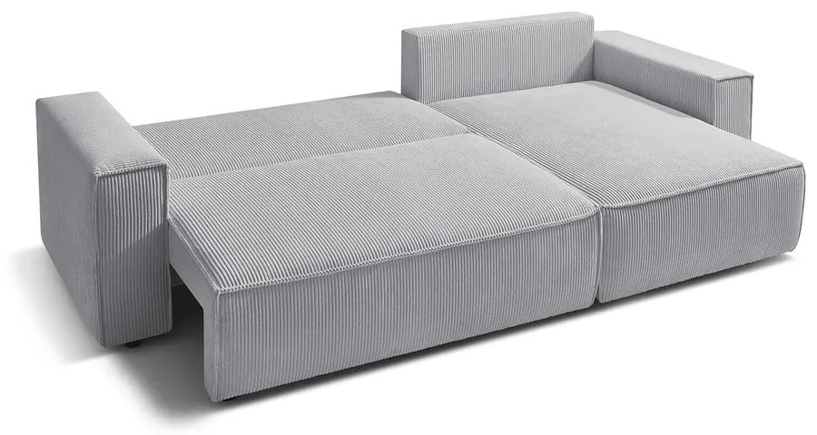 Divano letto a coste grigio chiaro ad angolo variabile Nihad - Bobochic Paris