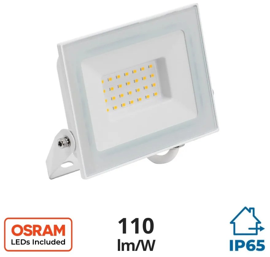 Faro LED 30W, Bianco, IP65, chip LED OSRAM Colore Bianco Caldo 3.000K