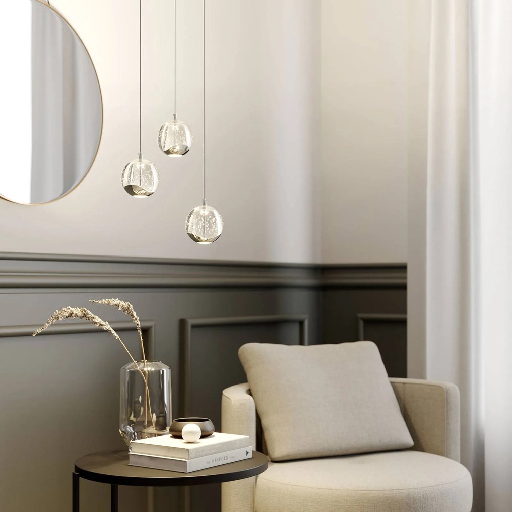 Lampada a sospensione in vetro Hayley Lucande, Chiaro / Trasparente, Soggiorno / Sala da pranzo, Vetro, Moderno, Lampada a sospensione