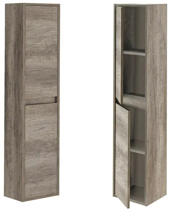 Colonna bagno sospesa H. 140 cm 2 ante serie Oasi rovere in kit di montaggio