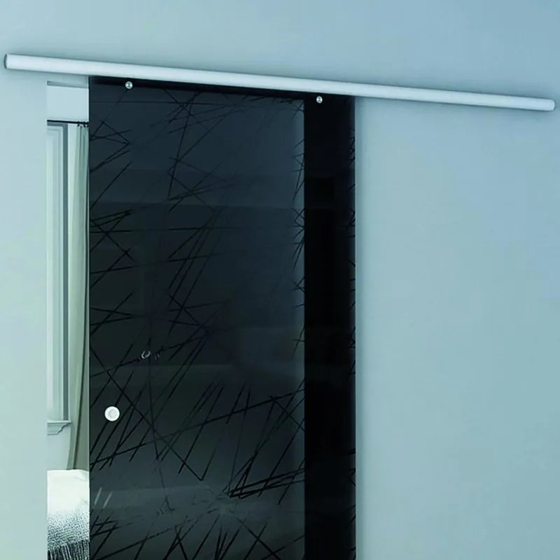 Binario per porta scorrevole da parete Atena, in alluminio grigio argento anodizzato per anta in vetro, L 200 x H 12 cm
