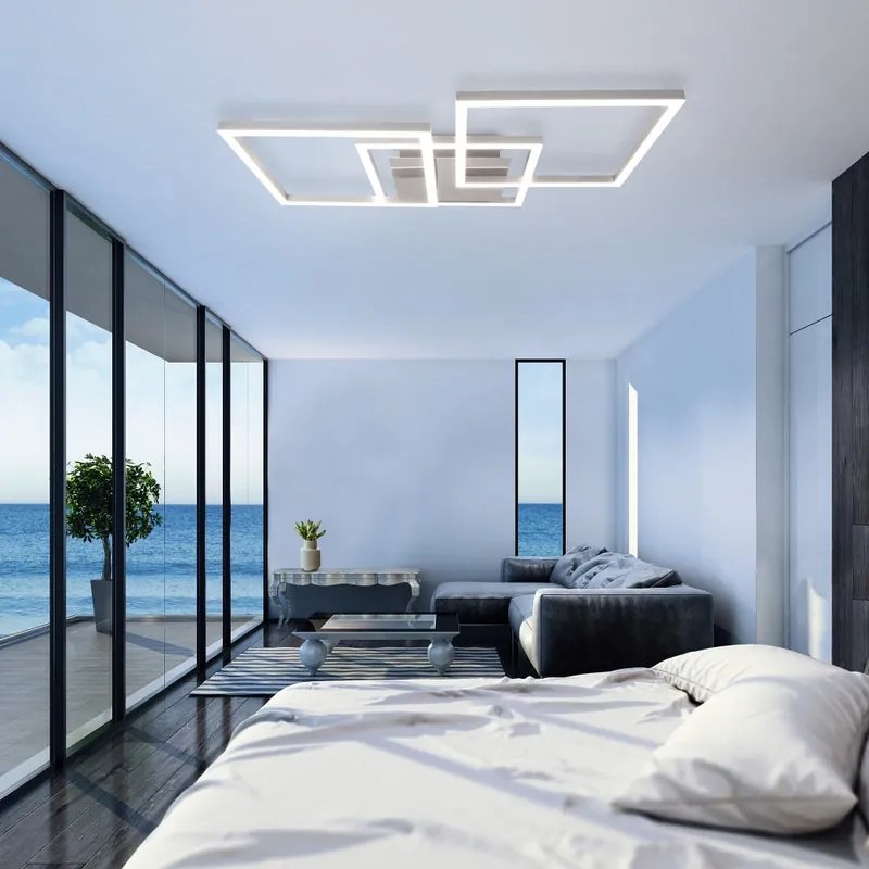 Plafoniera LED Frames argento IP20 bianco caldo, 2600 lumen