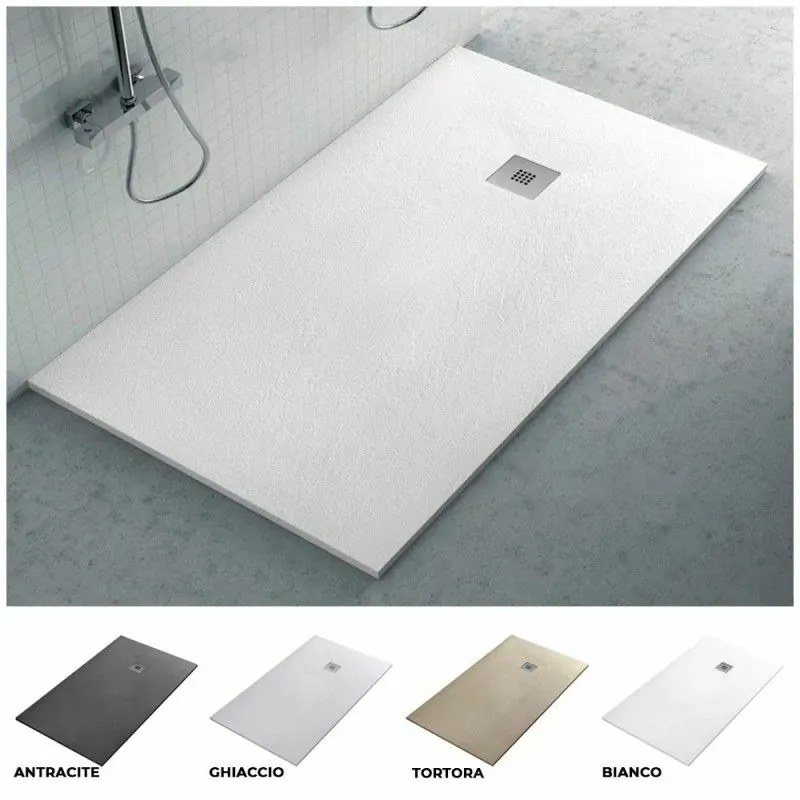 Piatto doccia in resina 75x120 rettangolare Karen bianco pietra