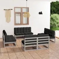 Set Divani da Giardino 8 pz con Cuscini Legno Massello Pino 3076321