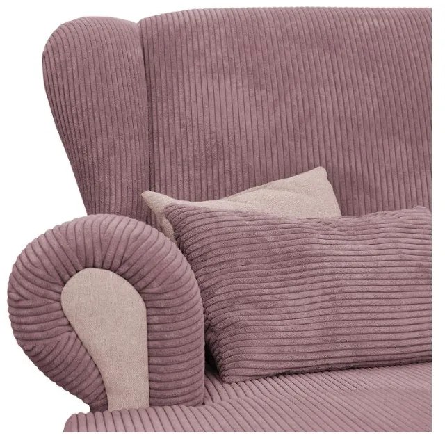 Chaise longue rosa con rivestimento in velluto a coste Lord – Ropez