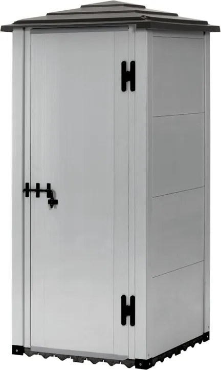 Casetta da giardino in PVC grigio 0.9 x 0.9 m, superficie esterna 0.81 m² e spessore parete 20 mm, con pavimento porta ad anta singola, GAROFALO Urban XS