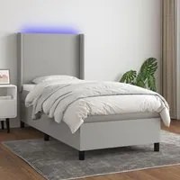 Letto a Molle Materasso e LED Grigio Chiaro 100x200 cm Tessuto cod mxl 66465