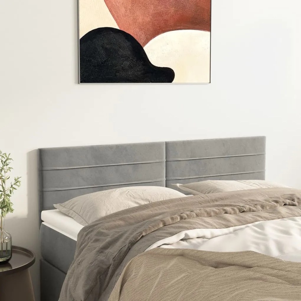 Testiere 2 Pz Grigio Chiaro 72x5x78/88 Cm İn Velluto /