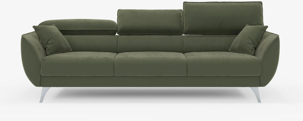 Michelangelo 4 Posti – Divano con 3 sedute estensibili e poggiatesta reclinabili in elegante tessuto vellutino smacchiabile T30