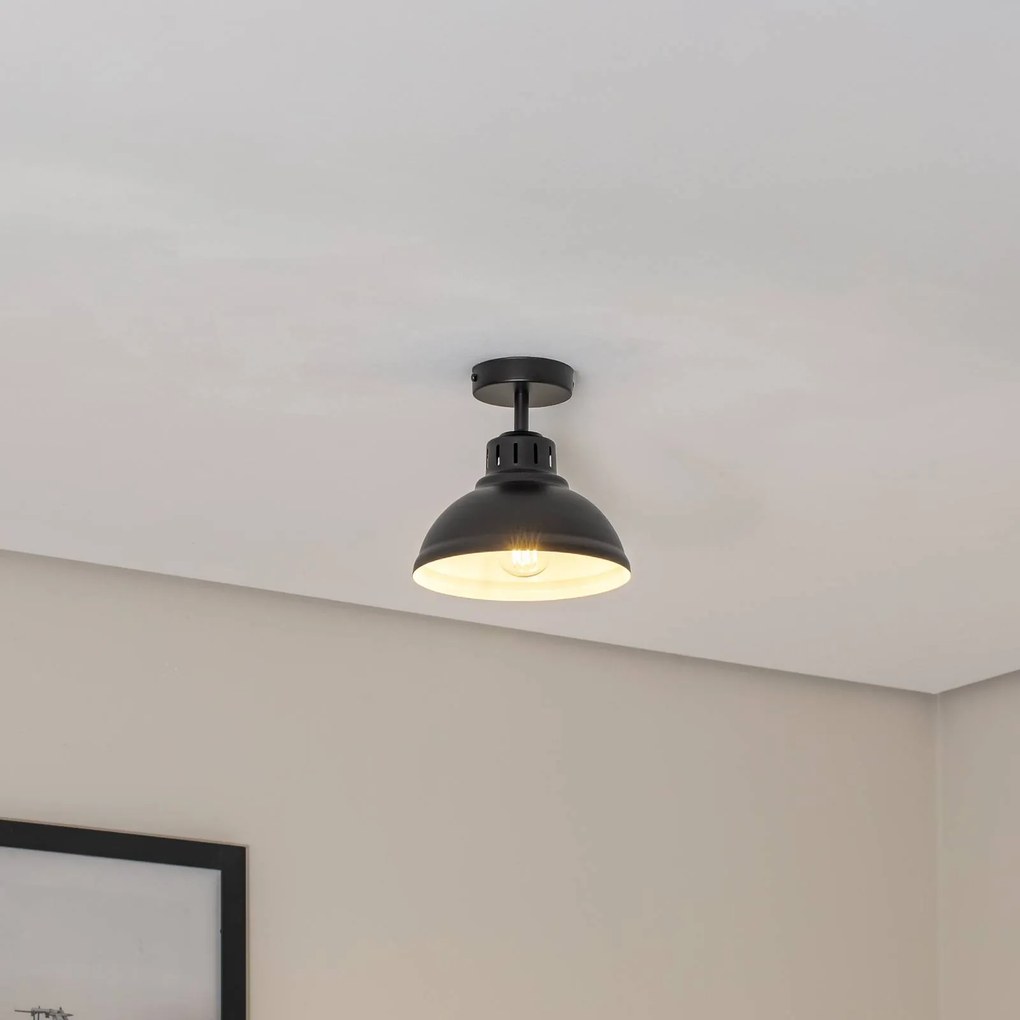 Luminex Plafoniera Sven, a 1 luce, nera, acciaio, E27