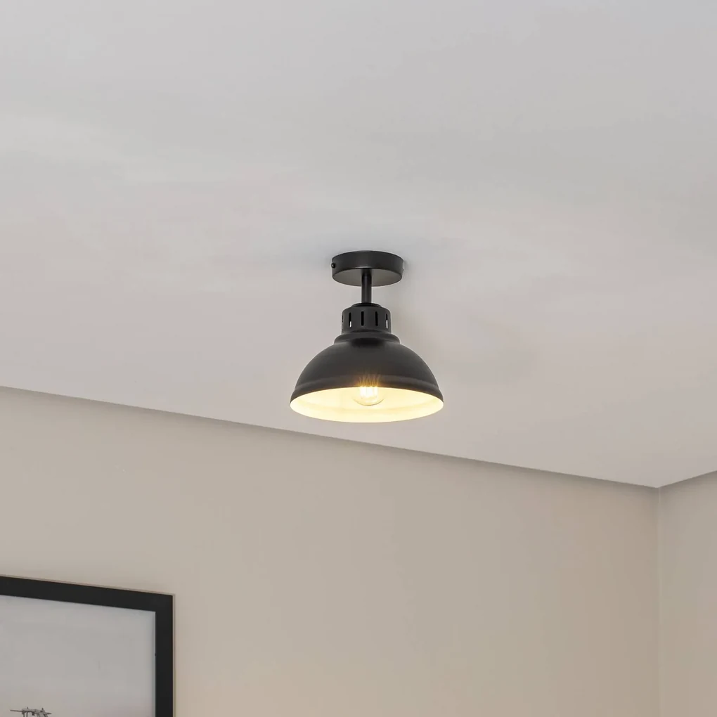 Luminex Plafoniera Sven, a 1 luce, nera, acciaio, E27