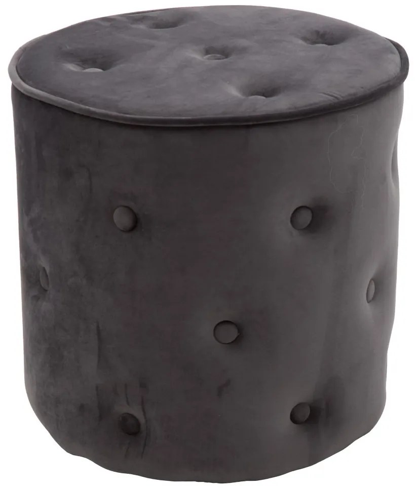 Pouf SANTA CRUZ grigio in velluto e bottoni