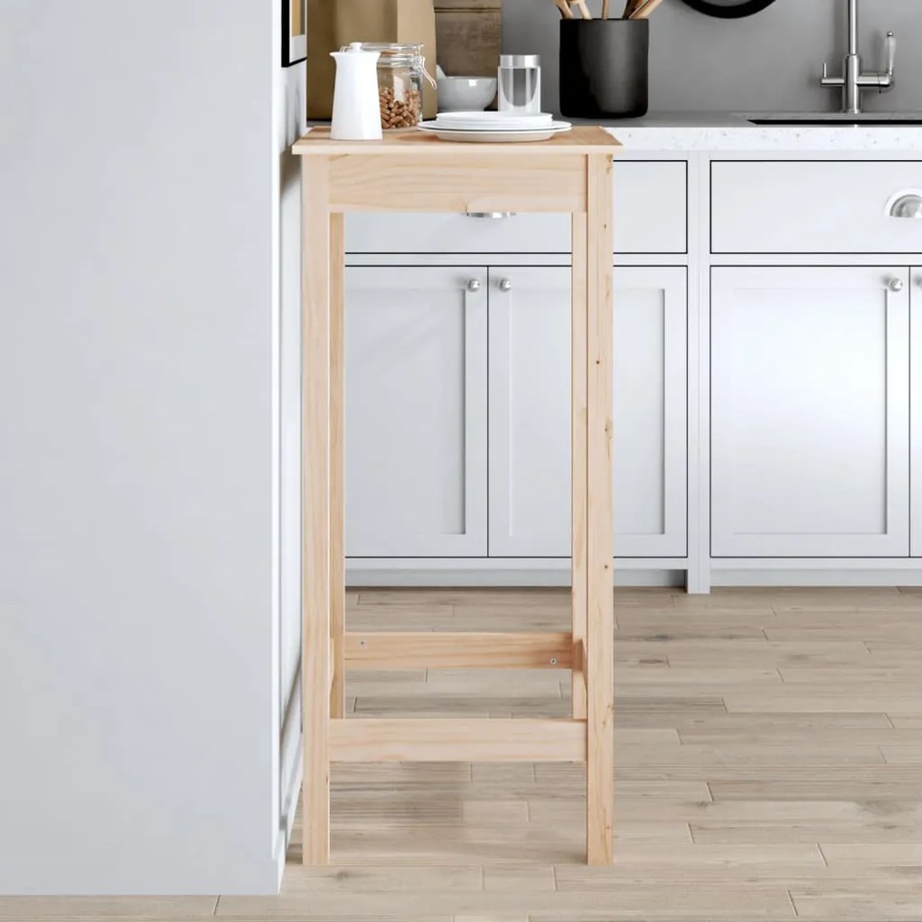Tavolo Da Bar 50x50x110 Cm İn Legno Massello Di Pino /
