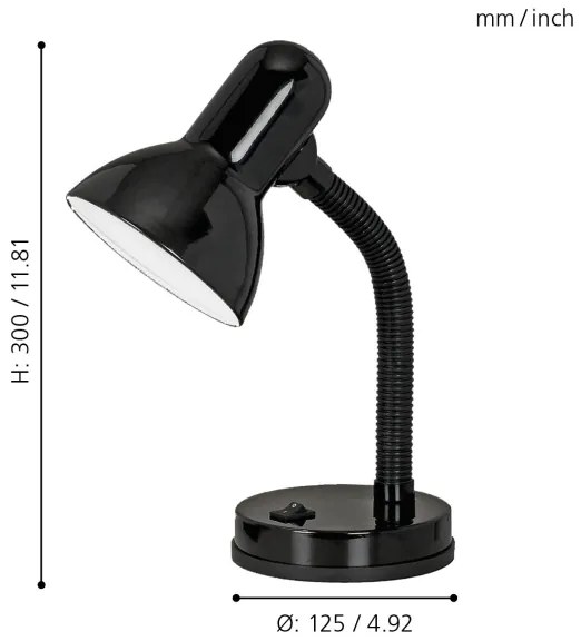 EGLO 9228 - Lampada da tavolo BASIC 1xE27/40W nero