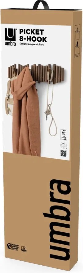 Attaccapanni da parete marrone scuro in pino massiccio 61 cm Picket – Umbra