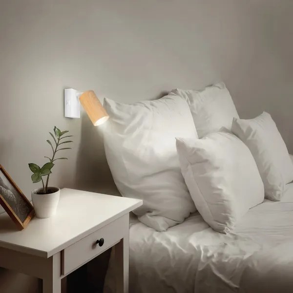 Brilagi - Faretto da parete SELE 1xGU10/30W/230V bianco/decorazioni in rovere