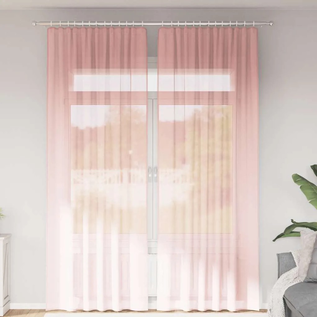 Tende İn Voile Con Passanti 2 Pz Rosa 140x260 Cm /
