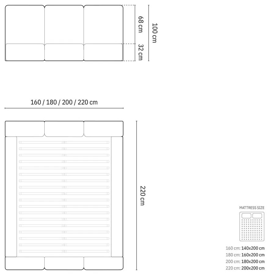 Letto matrimoniale imbottito color crema in velluto con contenitore con rete inclusa 160x200 cm Brody – Mazzini Beds