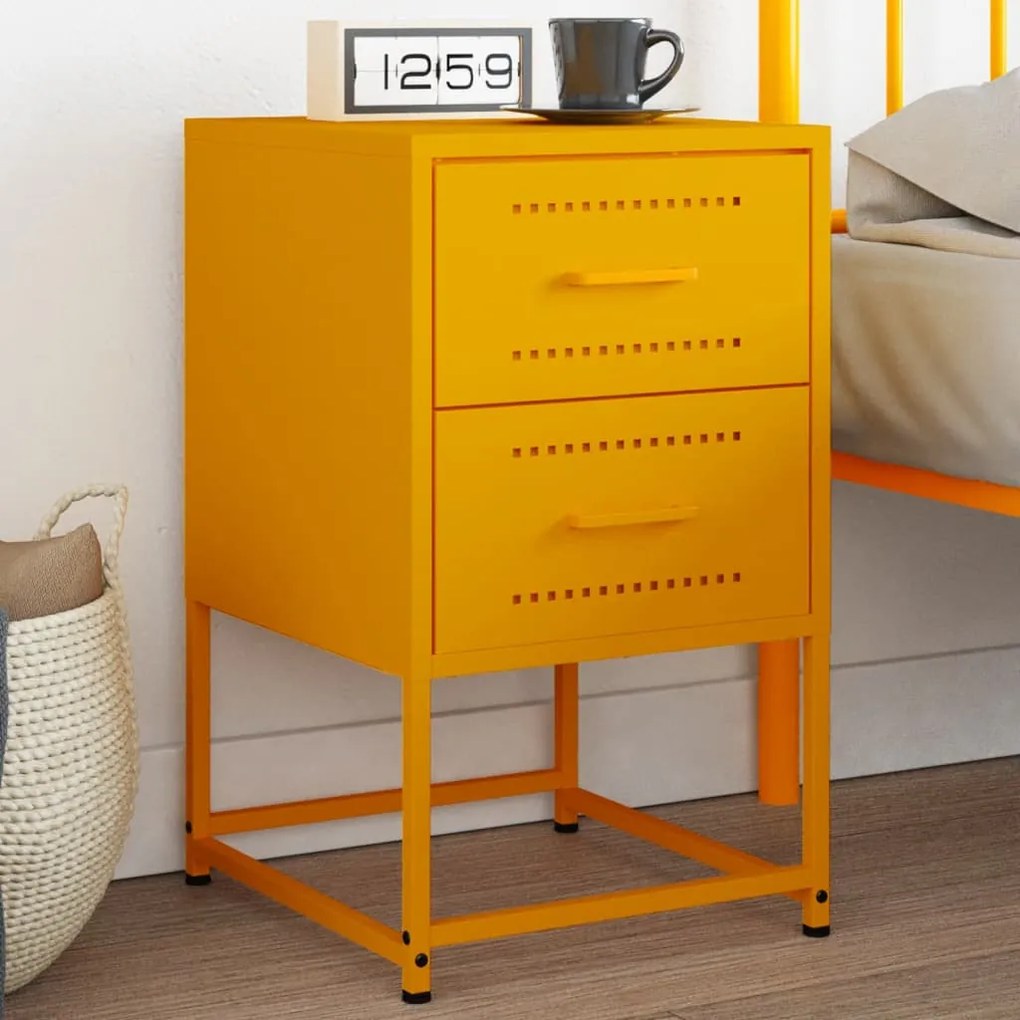 Comodino Giallo Senape 36x39x60,5 Cm İn Acciaio /
