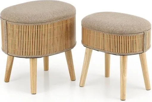 Set di Pouf imbottiti Tico beige/naturale
