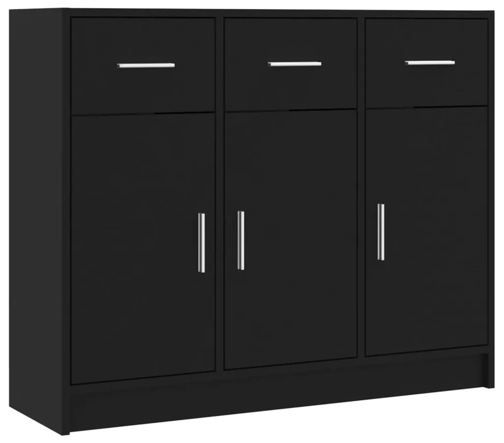 Credenza nera 91x28x75 cm in legno multistrato