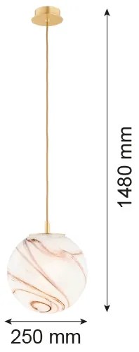 Argon 8447 - Lampadario a sospensione con filo ALMIROS 1xE27/15W/230V diametro 25 cm alabastro oro