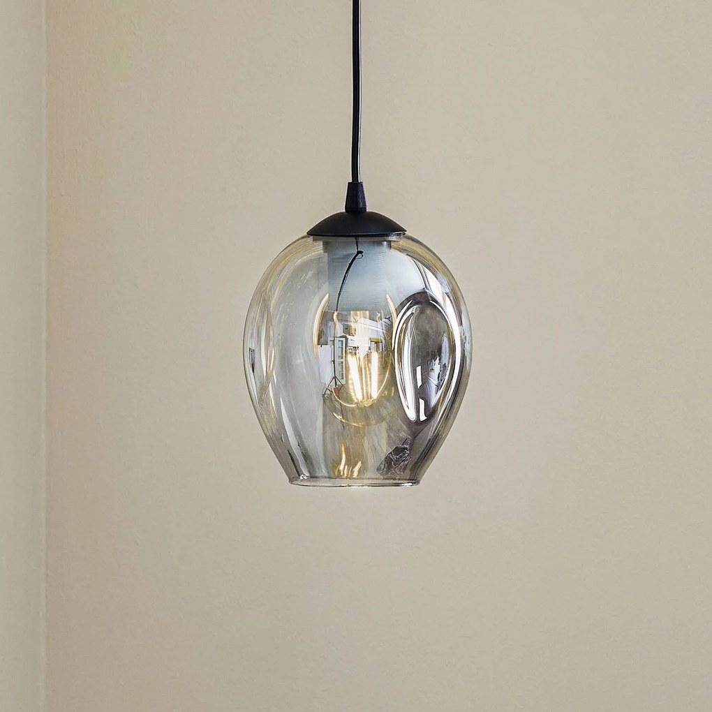 EMIBIG LIGHTING Lampada a sospensione Starla, vetro grafite, 1 luce rotonda