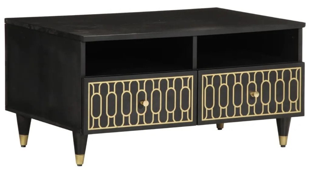 Tavolino Da Salotto 80x54x40 Cm İn Legno Massello Di Mango /