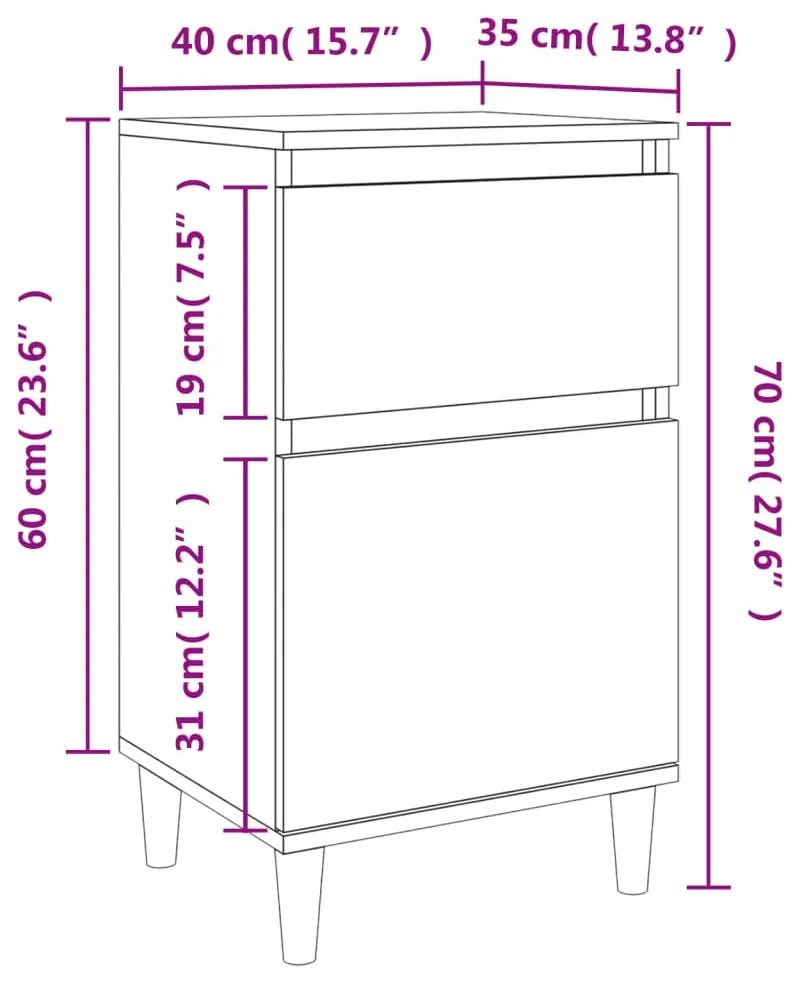 Comodini 2pz Bianchi 40x35x70 cm