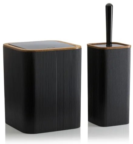 Set da bagno ZOYA 5 pz nero/marrone