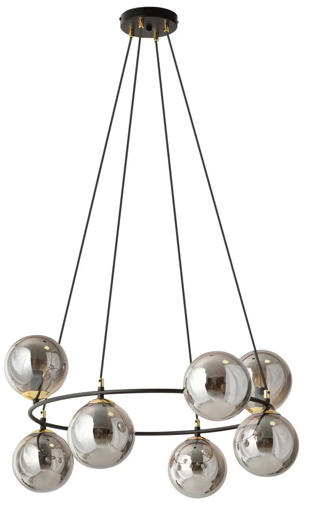 Lampadario a Sospensione AZURA 8 in Acciaio e Vetro 8xE14