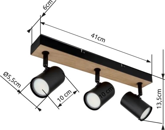 Globo 57911-3BW - Faretto ROBBY 3xGU10/35W/230V nero/marrone