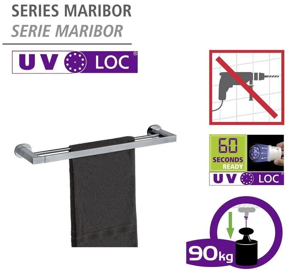 Porta asciugamani autoportante in acciaio inox argento lucido Maribor - Wenko