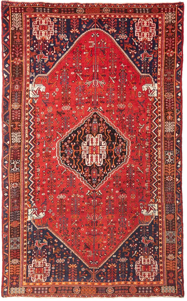 Shiraz Tappeto 260x160 Rosso (Iran) Annodato A Mano
