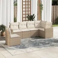 Set Divano da Giardino 6 pz con Cuscini Beige in Polyrattan 3219018