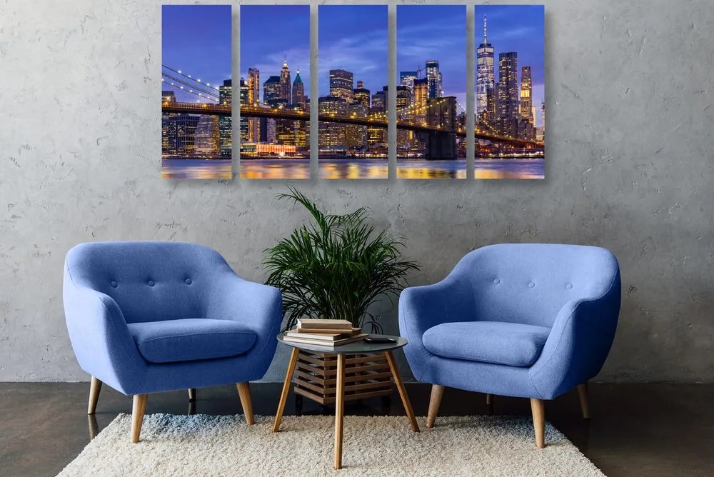 Quadri 5 pezzi – Ponte affascinante a Brooklyn