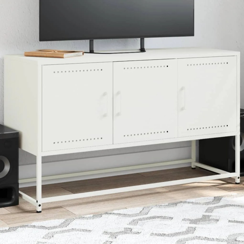 Mobile Tv Bianco 100,5x39x60,5 Cm İn Acciaio /