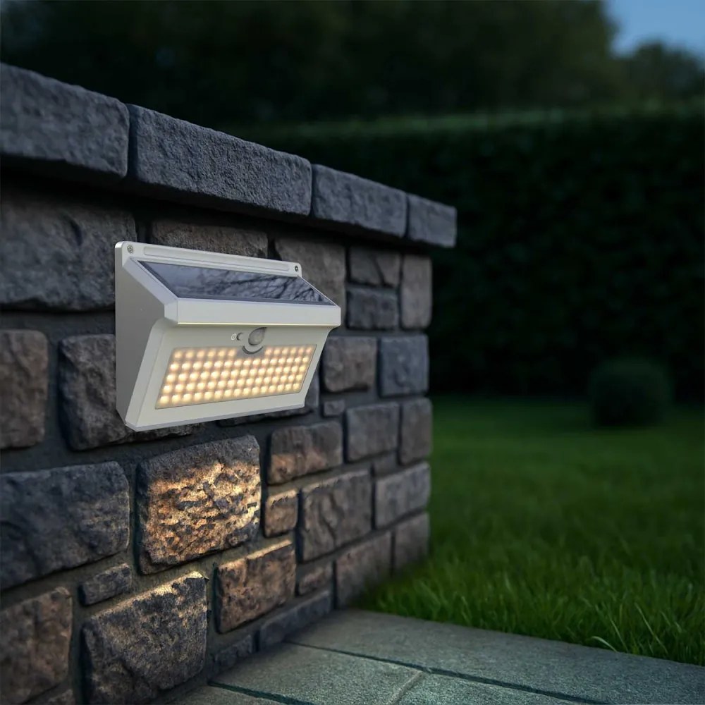 Applique Solare Rettangolare IP65 con Sensore di Movimento, 300 lm Colore Bianco Caldo 3.000K