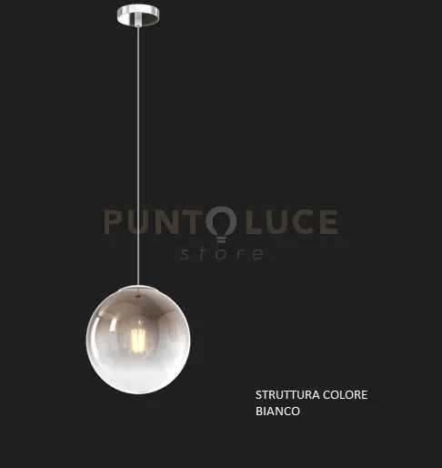 Sospensione bianco 1 luce vetro piccolo bronzo 1194bi-s20-br