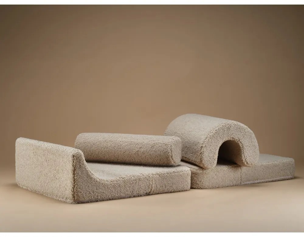 Poltrona per bambini marrone chiaro con rivestimento in bouclé Flipster – Wigiwama