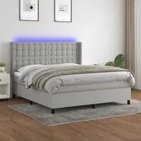 Letto a Molle Materasso e LED Grigio Chiaro 180x200 cm Tessuto 3138653