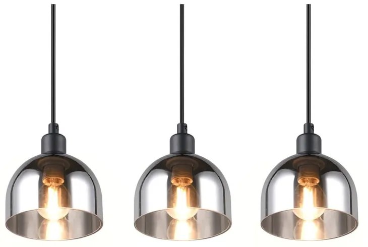 Lampadario nero/argentato con paralume in vetro Molly – Reality