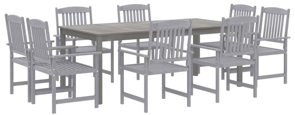 Set da pranzo da giardino 9 pz legno massello di acacia grigio