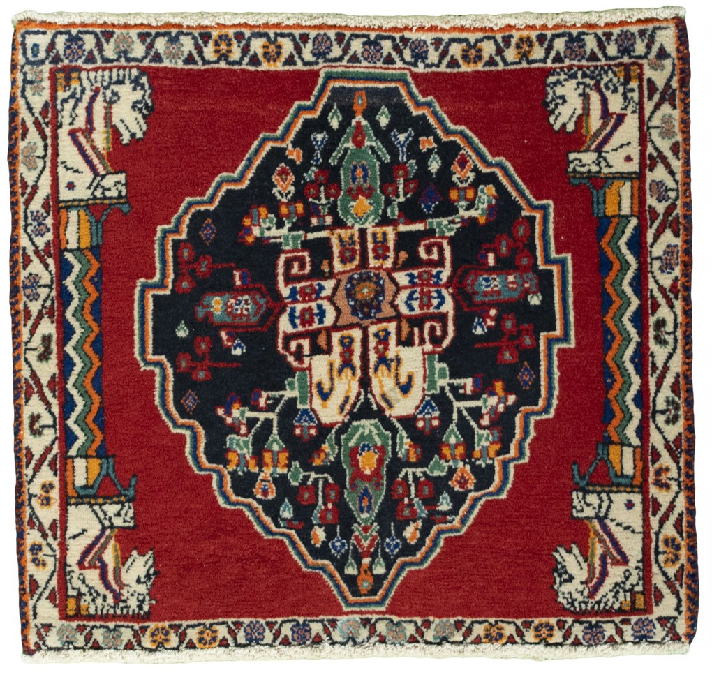 Shiraz Tappeto 60x60 Rosso (Iran) Annodato A Mano
