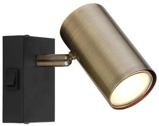 Globo 57911-1M - Faretto da parete ROBBY 1xGU10/25W/230V nero/ottone