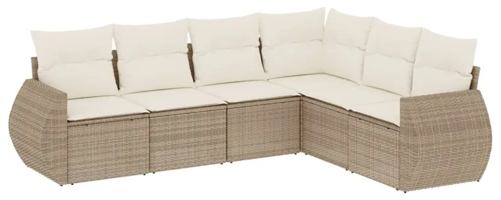 Set divano da giardino 6 pz con cuscini beige in polyrattan