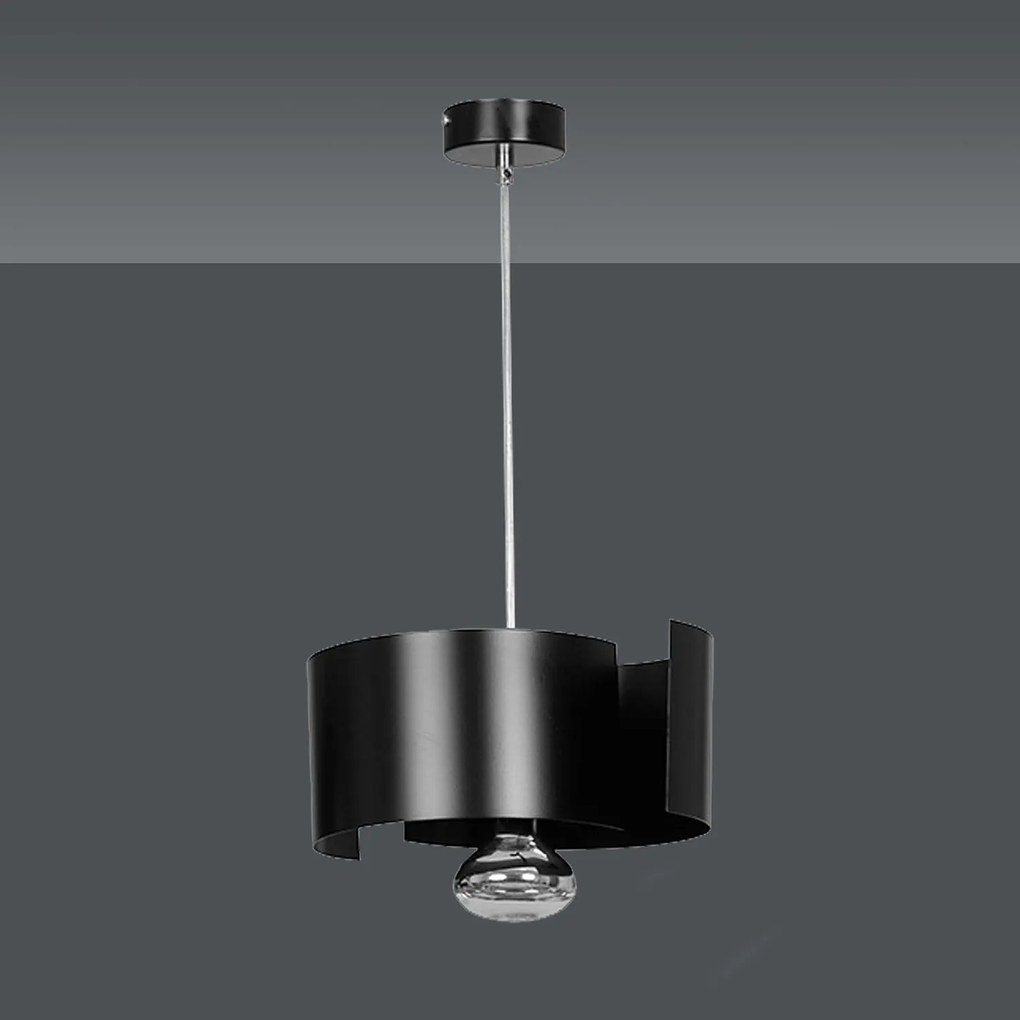 Sospensione Moderna 1 Luce Houyi In Acciao Nero E Cromo