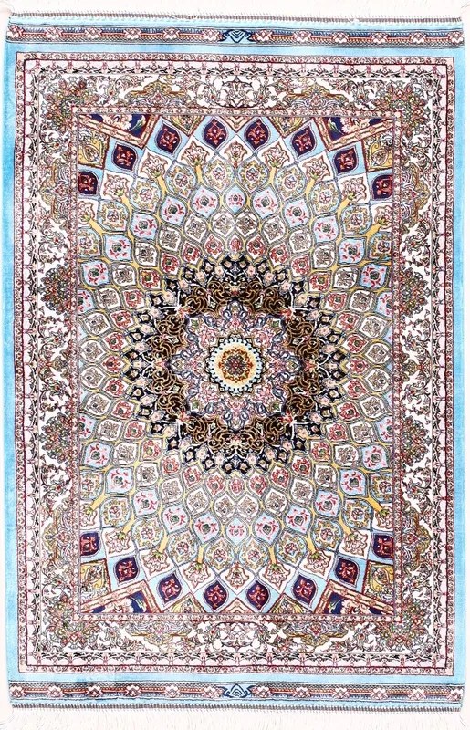Ghom Tappeto 60 x 90 Blu (Iran) Macchina