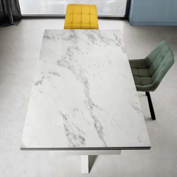 Tavolo cucina allungabile 240 cm piano grčs porcellanato Bianco JACKY