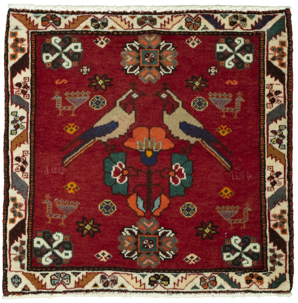 Shiraz Tappeto persiano 60x60 Rosso (Iran) Annodato A Mano